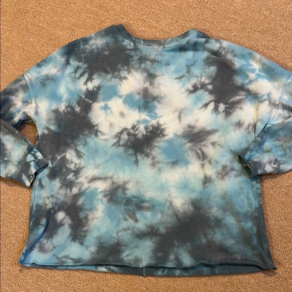 Green Tea S Blue & White Tie-Dye Women's Sweatshirt Top